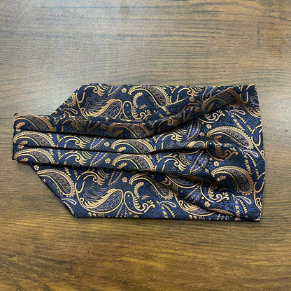 Black and Golden Floral paisley ascot cravat tie neck scarf for men in pakistan