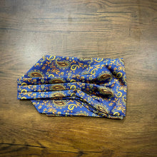 Load image into Gallery viewer, Blue and Golden Floral paisley ascot cravat tie neck scarf for men in pakistan