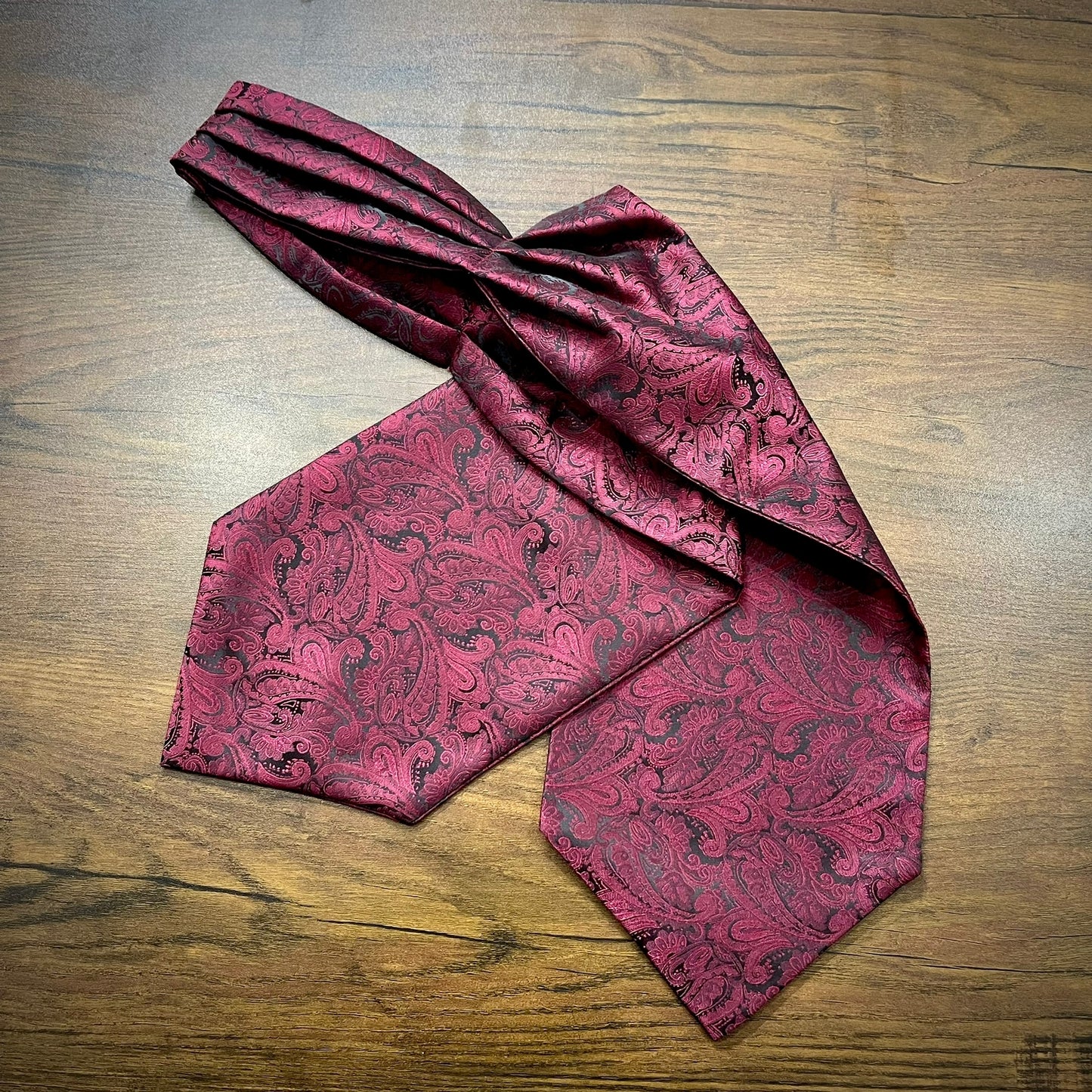 Maroon and black Floral paisley ascot cravat tie silk neck scarf for men in pakistan