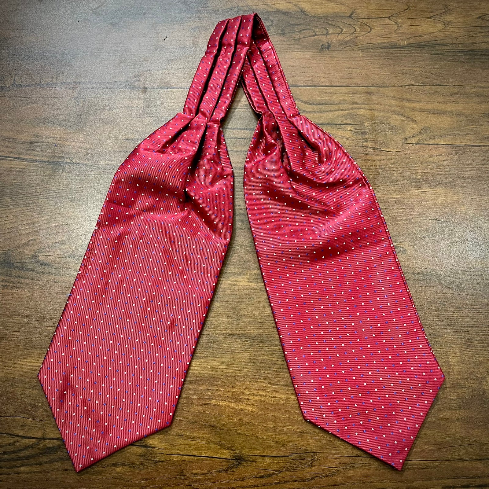 Red Polka Dots ascot cravat tie silk neck scarf for men in pakistan