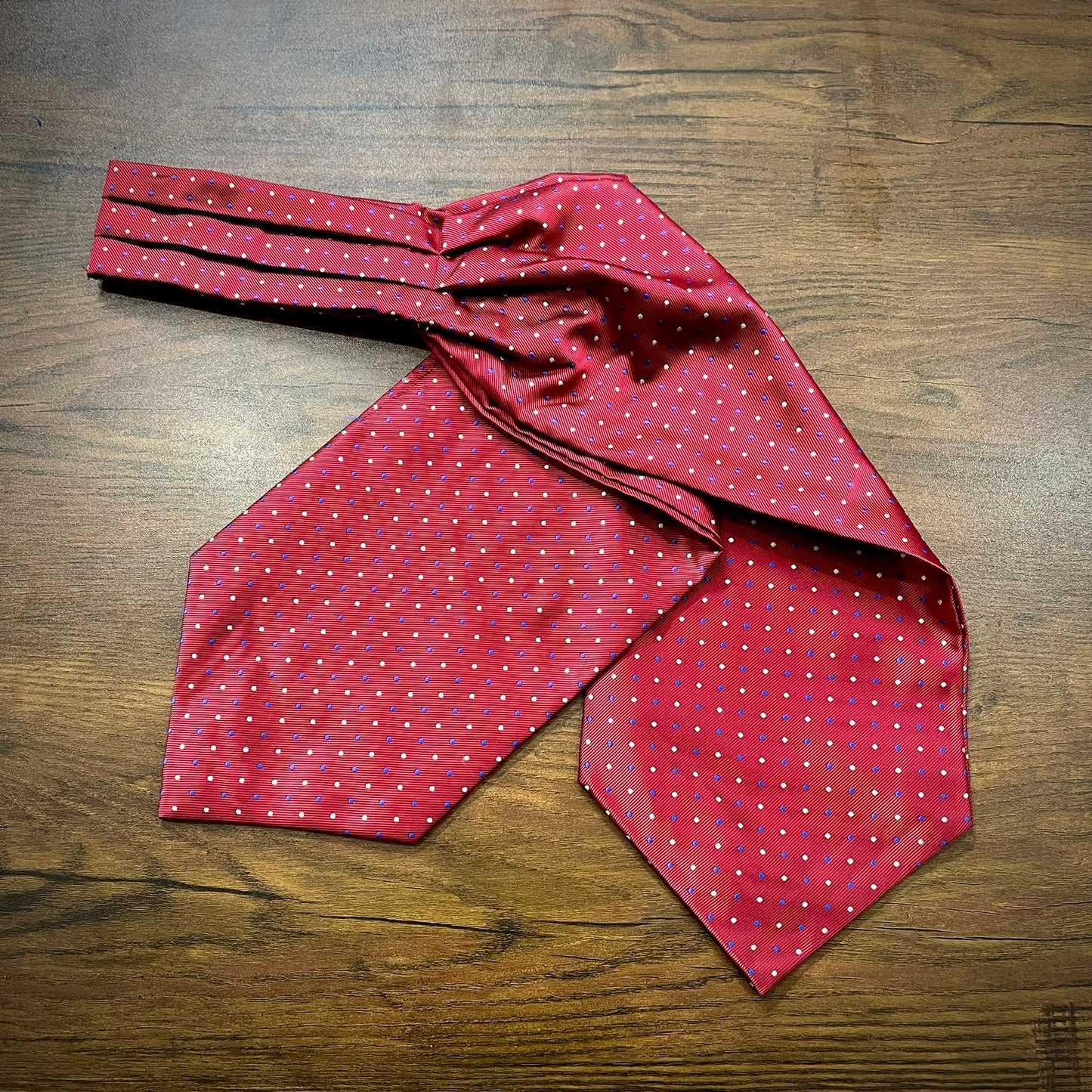 Red Polka Dots ascot cravat tie silk neck scarf for men in pakistan