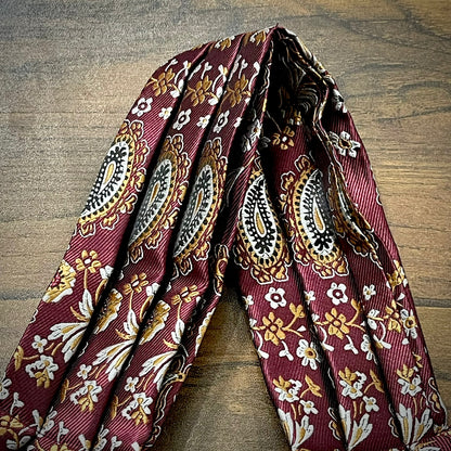 Maroon Floral paisley ascot cravat tie silk neck scarf for men in pakistan