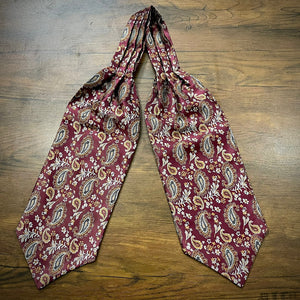 Maroon Floral paisley ascot cravat tie silk neck scarf for men in pakistan