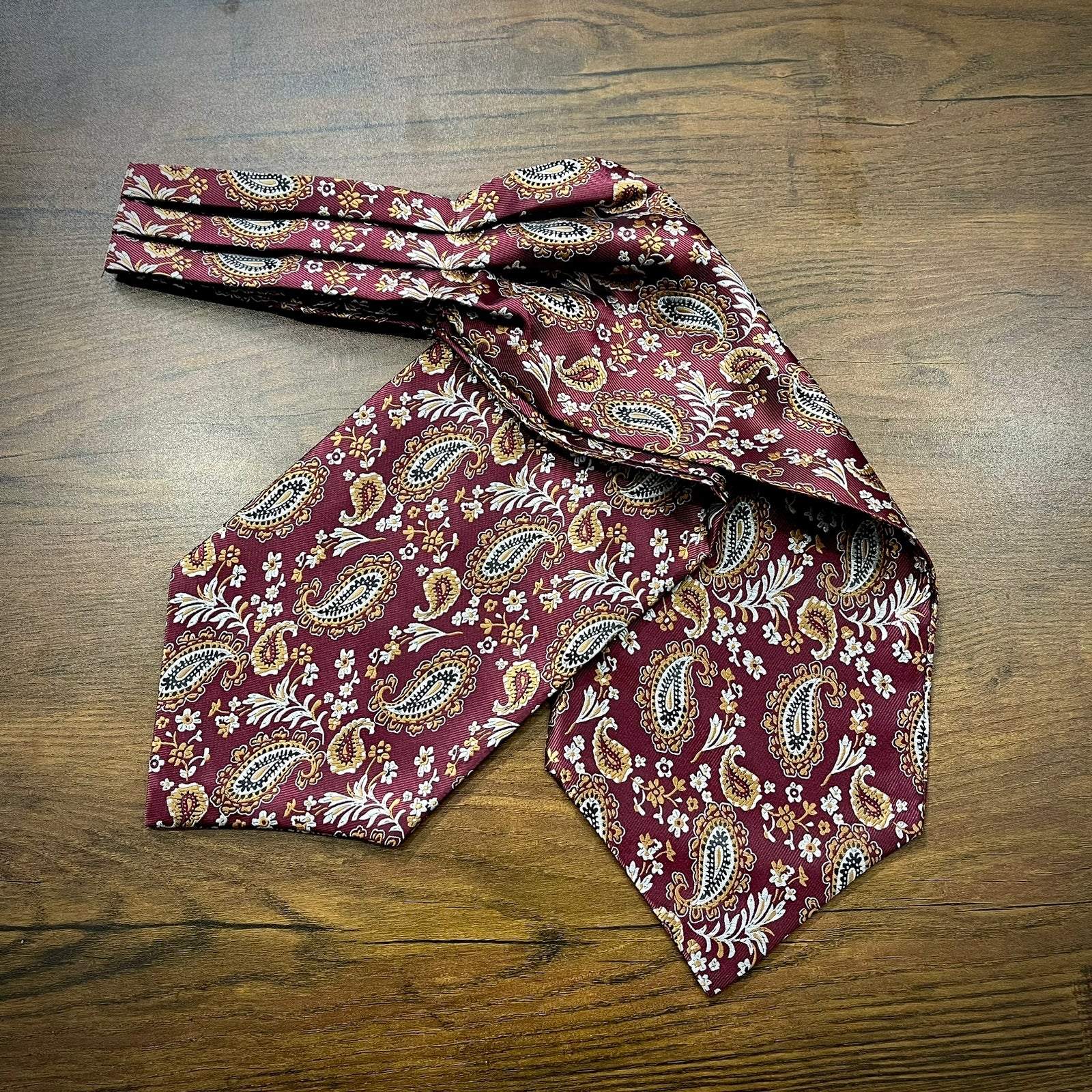 Maroon Floral paisley ascot cravat tie silk neck scarf for men in pakistan