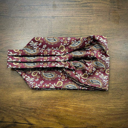 Maroon Floral paisley ascot cravat tie silk neck scarf for men in pakistan