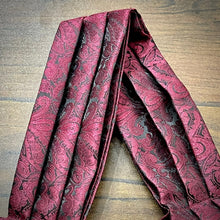 Load image into Gallery viewer, Maroon and black Floral paisley ascot cravat tie silk neck scarf for men in pakistan