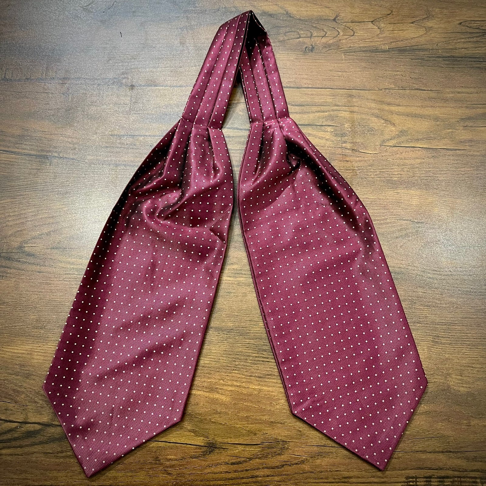 Maroon Polka Dots silk ascot cravat tie silk neck scarf for men in pakistan