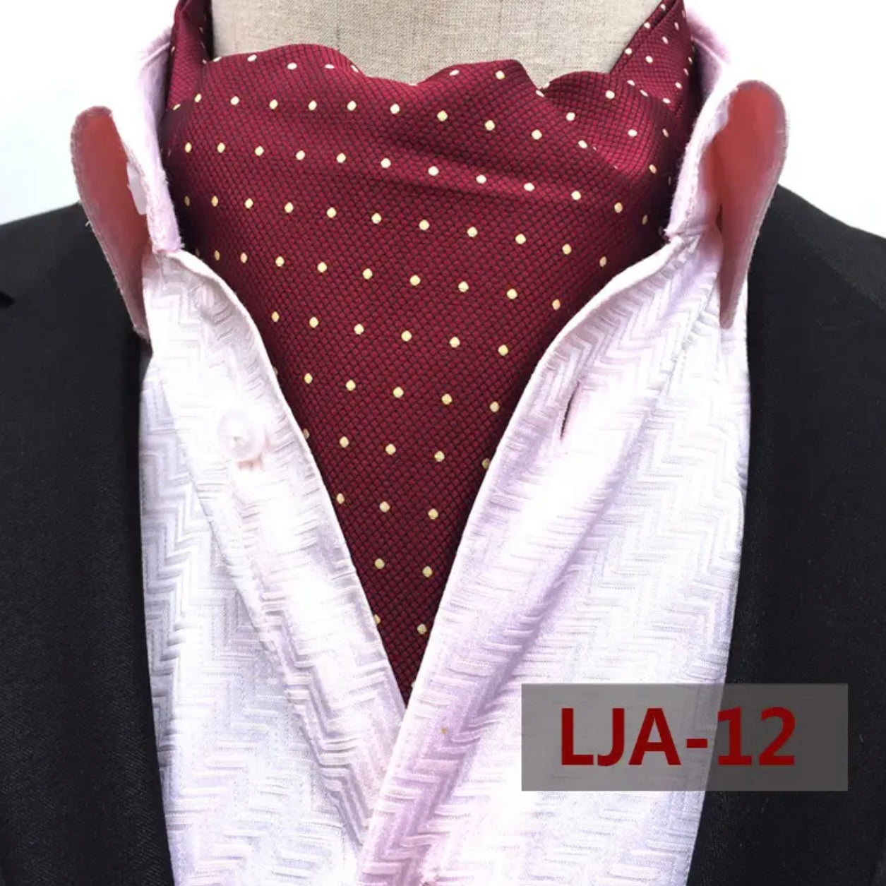 Maroon Polka Dots silk ascot cravat tie silk neck scarf for men in pakistan