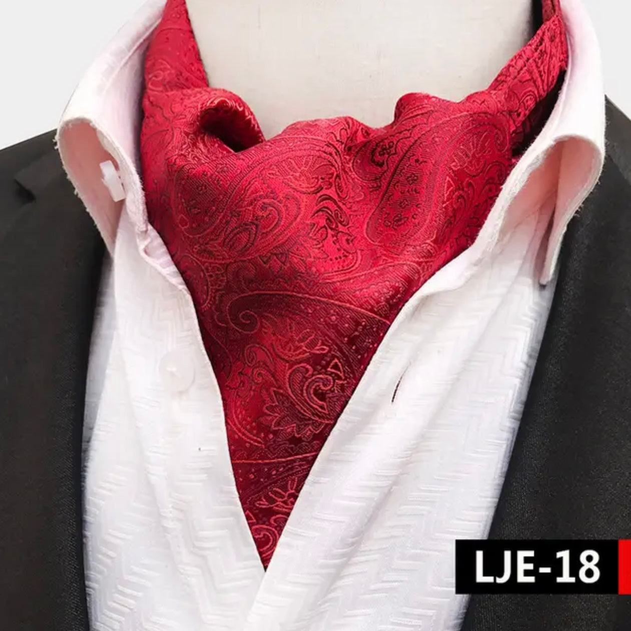 Red and Blue Floral Paisley Jacquard Wooven Ascot Cravat Tie For Men ...