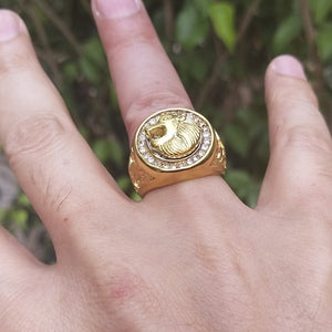 Golden Lion Signet Ring