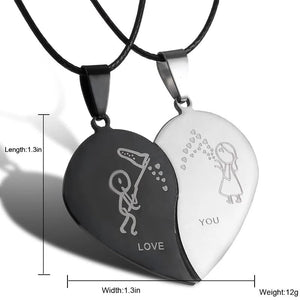 Couple Heart Pendant (Black& Silver)