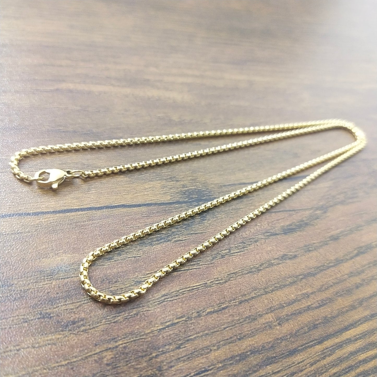 2mm thin round cut box chain necklace for men