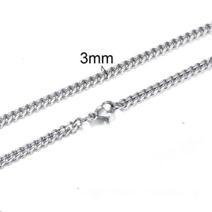 3mm Curb Neck Chain For Men Silver