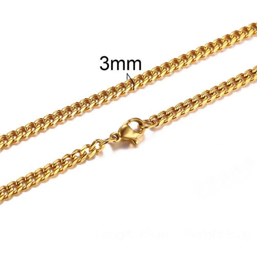 3mm Curb Neck Chain For Men Golden