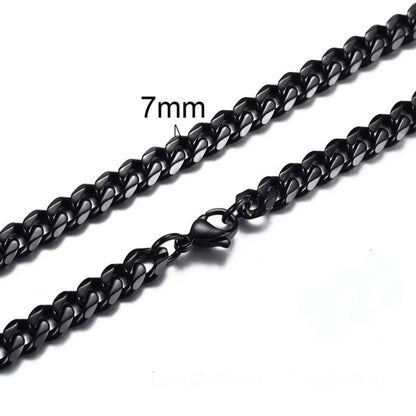 7mm stainless steel black cuban curb link neck chain for men in pakistan