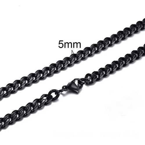 5mm black curb link neck chain for men in pakistan