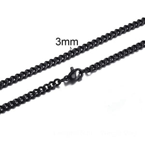 3mm Curb Neck Chain For Men Black
