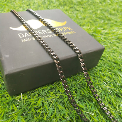 5mm black curb link neck chain for men in pakistan