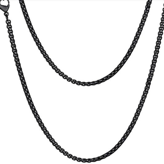 3mm Black round box chain necklace for men online in Pakistan