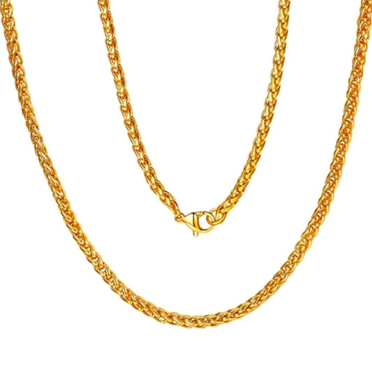 3mm golden Wheat keel chain necklace for men women price in Pakistan