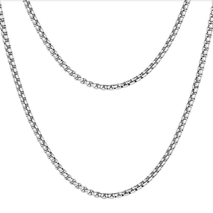 3mm Silver round box chain necklace for men online in Pakistan