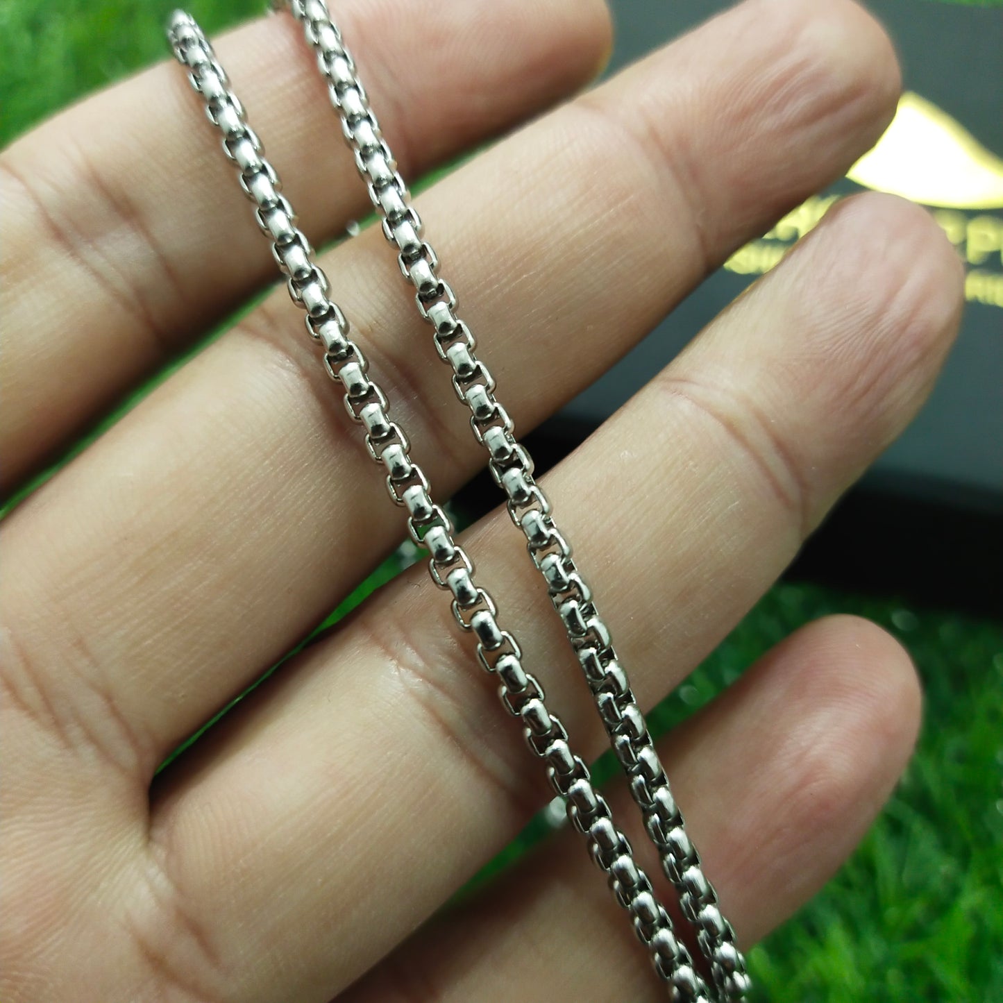 3mm Silver round box chain necklace for men online in Pakistan