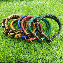Load image into Gallery viewer, Green Anchor Rope Leather Bracelet For Men