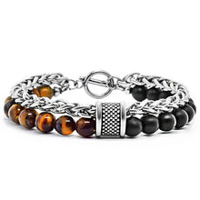 Load image into Gallery viewer, Tiger Eye Double Chain Bracelet For Men