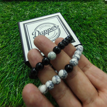 Load image into Gallery viewer, Black &amp; White Agate Energy Stone Beads Distance Bracelet Set Couple Bracelet