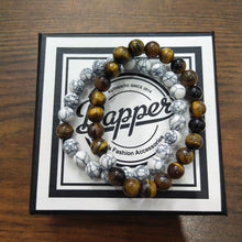 Load image into Gallery viewer, Tiger Eye &amp; White Howlite Energy Stone Beads Distance Bracelet Set Couple Bracelet