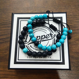 Turquoise & Black Agate Energy Stone Rope Bracelets
