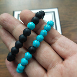 Turquoise & Black Agate Energy Stone Rope Bracelets