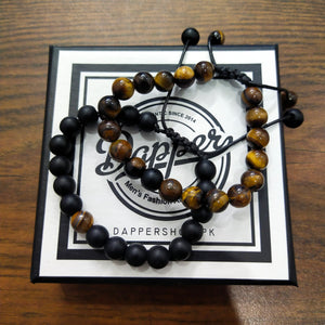 Tiger Eye & Black Agate Energy Stone Rope Bracelets