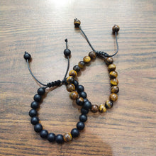 Load image into Gallery viewer, Tiger Eye &amp; Black Agate Energy Stone Rope Bracelets