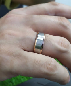 Silver Rose Gold Wedding Ring For Men