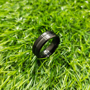 8mm Black Brushed Edge Ring For Men