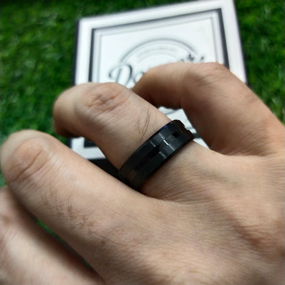 8mm Black Brushed Edge Ring For Men