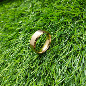 Rose Gold Beveled Edges Titanium Ring For Men