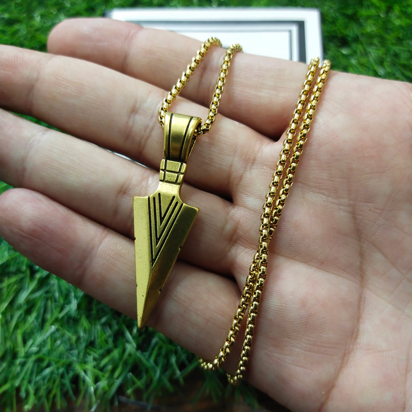 Golden Arrow Pendant Necklace For Men