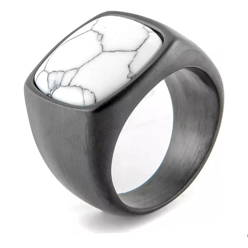 White Turquoise Tungsten Carbide Ring