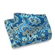 Load image into Gallery viewer, Buy Sea Green and yellow gold Paisley Pocket Square Online In Pakistan