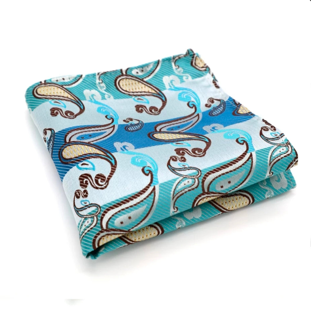 Buy Blue Green Paisley Pocket Square Online IN Pakistan