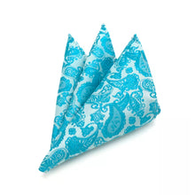 Load image into Gallery viewer, Turquoise Blue Paisley Pocket Square For Men In Pakistan