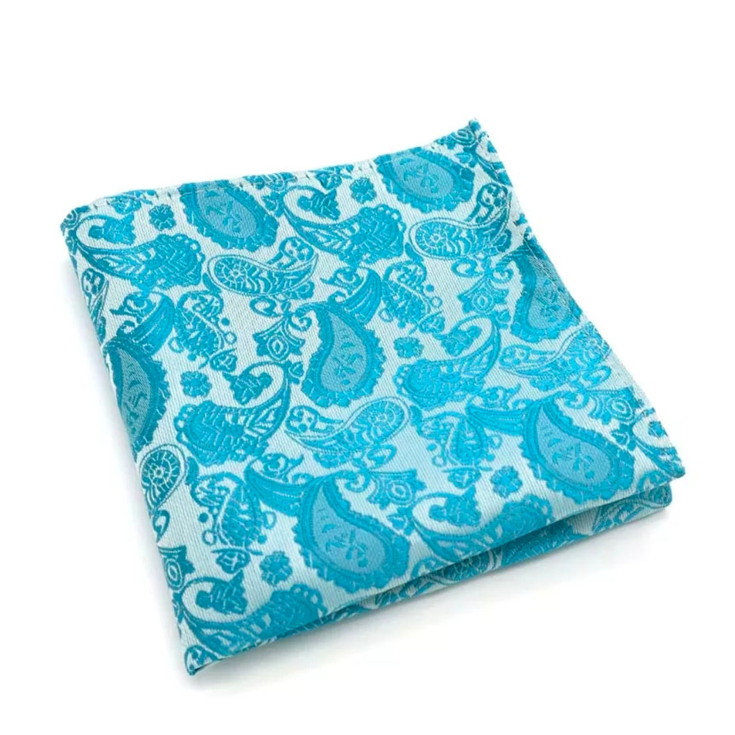 Buy Turquoise Blue Paisley Pocket Square For Men In Pakistan