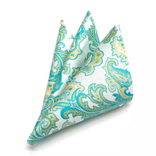 Load image into Gallery viewer, Lime Green Yellow Paisley Pocket Square (PS_507)
