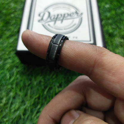 Black Brushed Polished Titanium Ring For Men