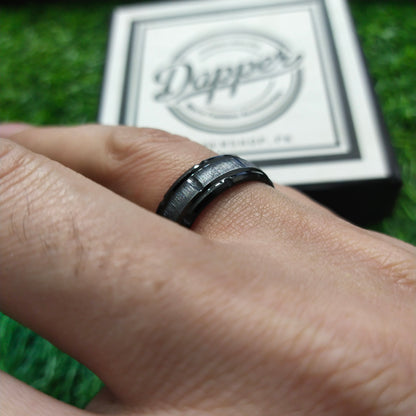 Black Brushed Polished Titanium Ring For Men