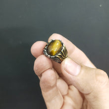 Load image into Gallery viewer, Turkish Tiger Eye Stone Italian Silver Ring