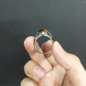 Turkish Tiger Eye Stone Italian Silver Ring