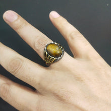 Load image into Gallery viewer, Turkish Tiger Eye Stone Italian Silver Ring